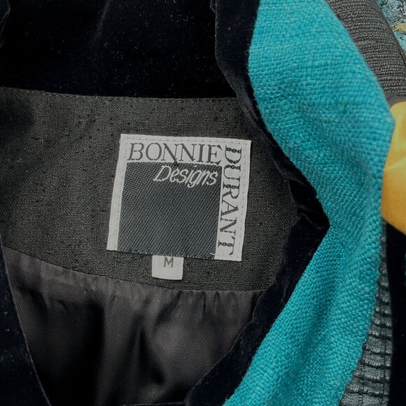 Bonnie Durant Designs Mixed Fabric Ribbons VTG Patchwork Lined Coat Jacket Med - Picture 6 of 9
